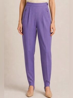 Vintage Louise Féraud Stirrup Pants Lavender High Waist Tapered Trousers 90s GUC